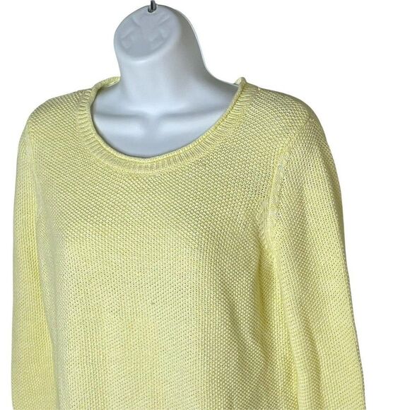 𝅺SOFT Joie Yellow Textured Pullover Sweater XS Linen Cotton - Picture 3 of 6